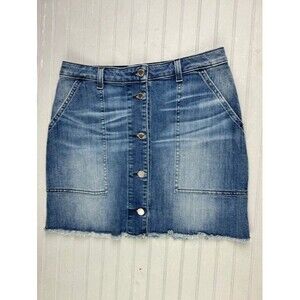 Michael Kors Size 2 Womens Denim Jean Skirt Short Button Front Med Wash